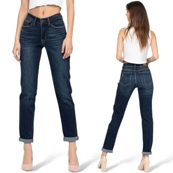 Judy Blue Slim Fit Jeans Size 1/25 Dark‎ Wash Mid Rise Tapered JB82128DK - Picture 1 of 14